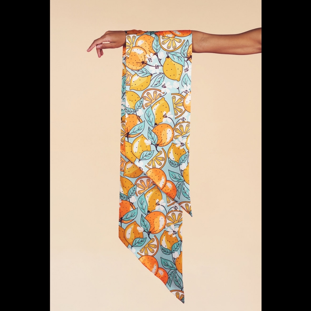 Powder Citrus Fruit Print Neck Scarf